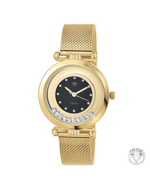 Montre élégante ornée de Cristaux scintillants dorée