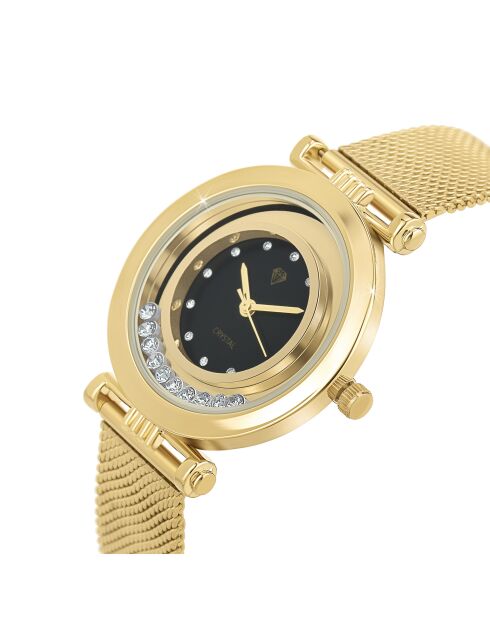 Montre élégante ornée de Cristaux scintillants dorée