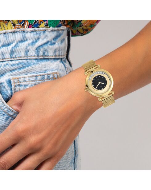 Montre élégante ornée de Cristaux scintillants dorée