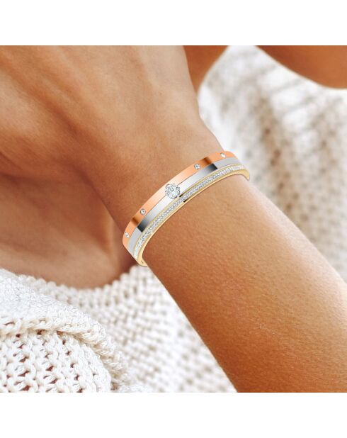 Set aus 3 Edelstahlarmbändern, verziert mit funkelnden silbernen Kristallen