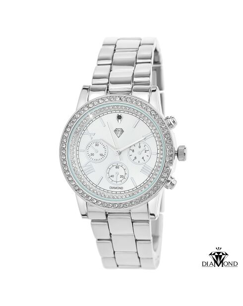 Elegante orologio decorato con un vero diamante in argento