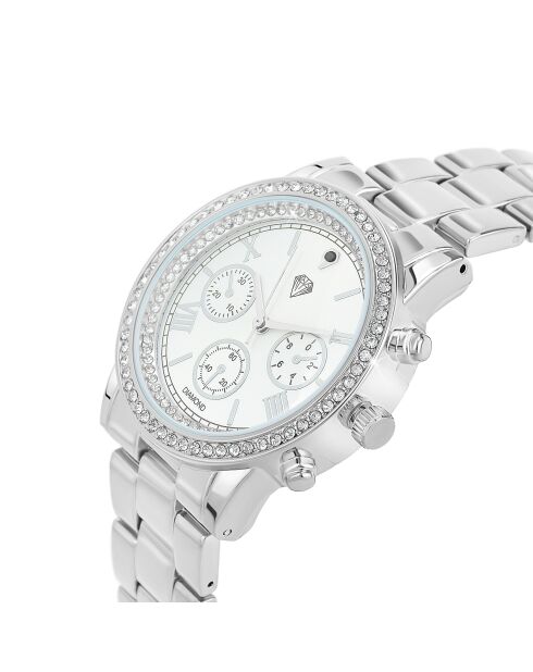 Elegante orologio decorato con un vero diamante in argento