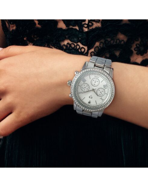 Elegante orologio decorato con un vero diamante in argento