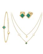 Parure en acier inoxydable B4199  doré/vert