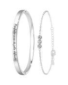 Set van 2 zilveren B2803 roestvrijstalen armbanden