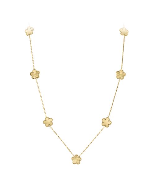 Collar de flores de acero inoxidable dorado