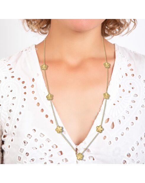 Collar de flores de acero inoxidable dorado