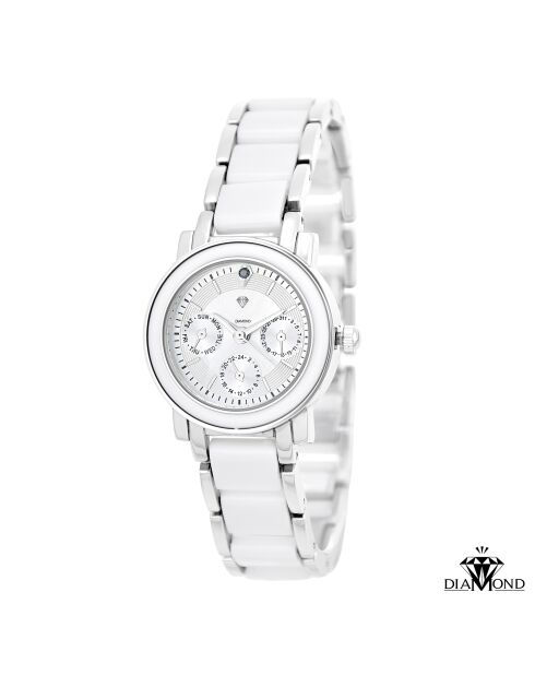 Elegante reloj decorado con un diamante blanco auténtico