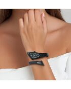 Armbanduhr verziert mit schwarzen Swarovski-Kristallen