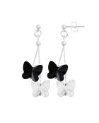 Boucles d'oreilles papillons argenté/noir