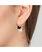 Boucles d'oreilles papillons argenté/noir