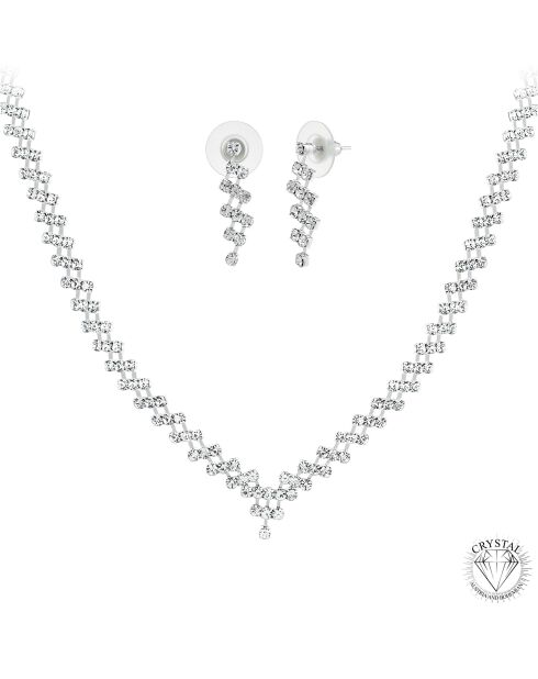 Parure ornée de Zirconium argentée