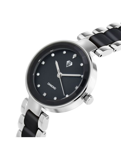 Montre élégante ornée d'un véritable diamant noire