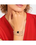 Set mit 3 silbernen und schwarzen Edelstahlarmbändern