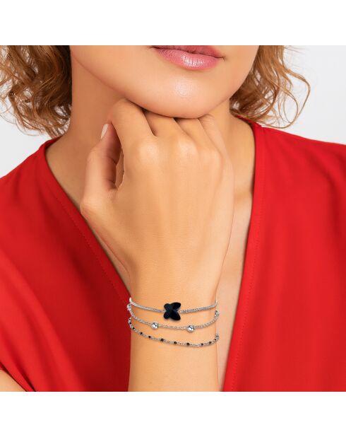 Set van 3 zilver/zwarte roestvrijstalen armbanden