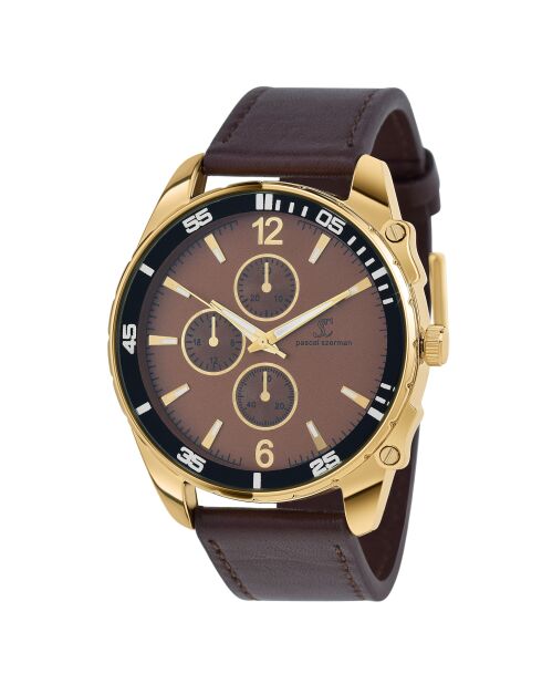 Herren-Quarzuhr von Pascal Szerman braun/gold