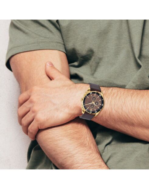 Herren-Quarzuhr von Pascal Szerman braun/gold