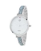 Nola horloge versierd met een robijn en fonkelende zilveren kristallen