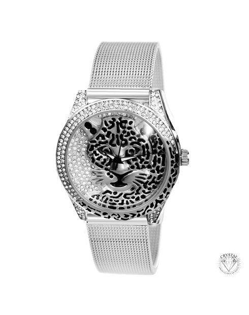 Montre ornée de Cristaux scintillants argentée