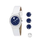 Montre étoiles à mouvement tournant ornée de Cristaux scintillants blanche