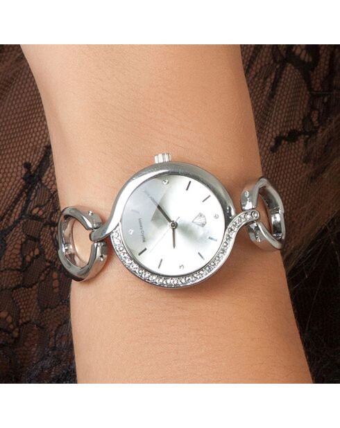 Montre ornée de cristaux Swarovski argentée