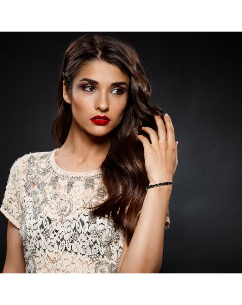 Bracciale in acciaio inossidabile decorato con zirconio by BR09 nero