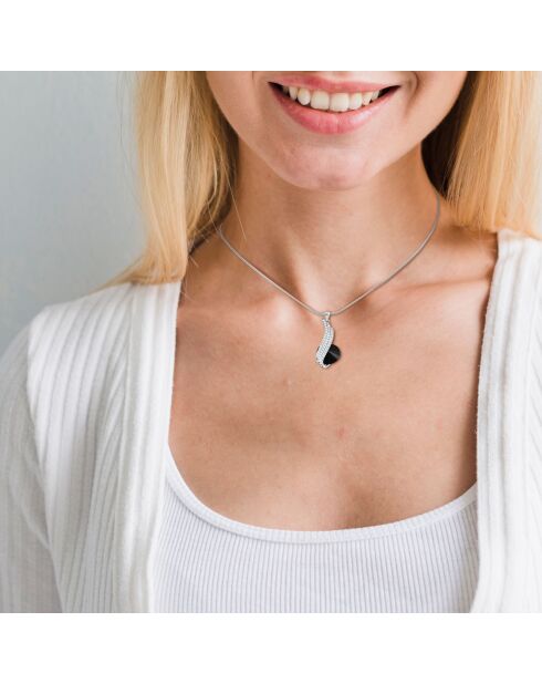 Collana decorata con scintillanti cristalli argento/neri