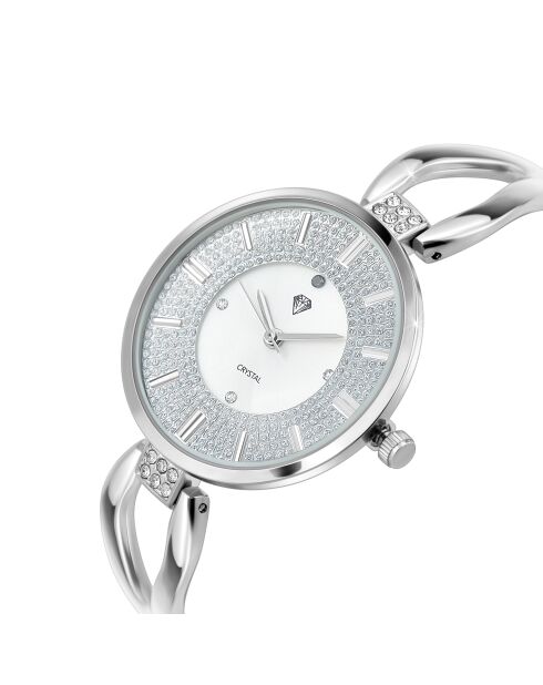 Emilie Uhr, verziert mit einem echten schwarzen Diamanten und 15 silbernen funkelnden Kristallen