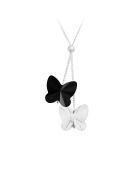 Collier papillons orné de cristaux Swarovski argenté/noir