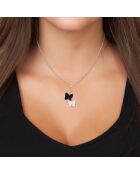 Collier papillons orné de cristaux Swarovski argenté/noir