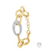 Brazalete de acero inoxidable decorado con brillantes cristales dorados