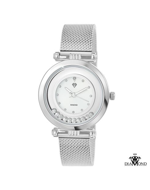 Elegante orologio decorato con un vero diamante in argento