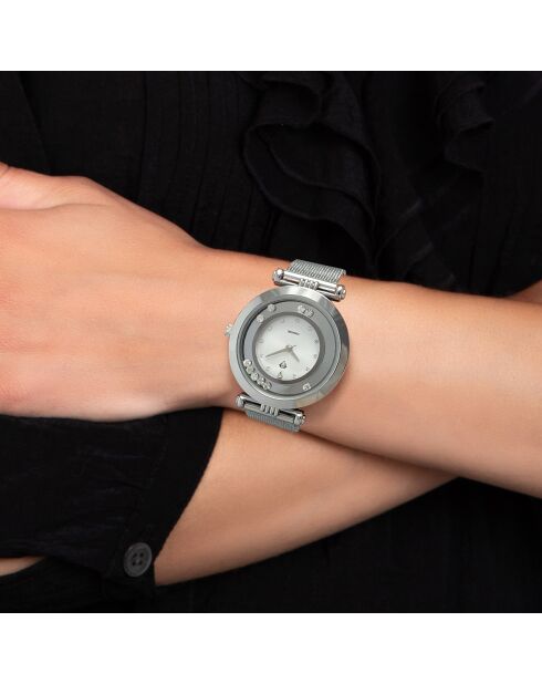 Elegante orologio decorato con un vero diamante in argento