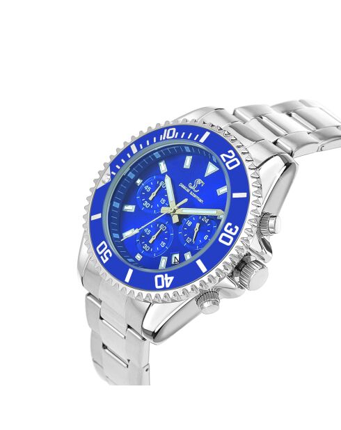 Montre homme quartz argenté/bleu