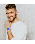 Montre homme quartz argenté/bleu