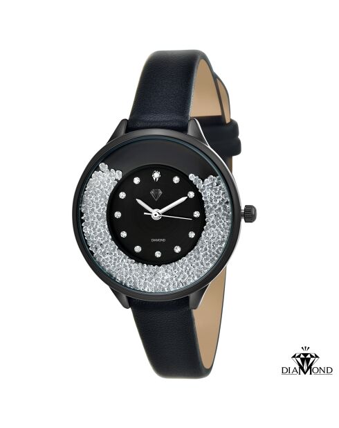 Orologio elegante decorato con un vero diamante nero