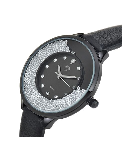 Orologio elegante decorato con un vero diamante nero