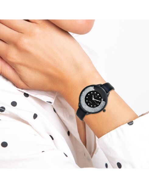 Orologio elegante decorato con un vero diamante nero