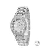 Montre ornée de Cristaux scintillants argentée