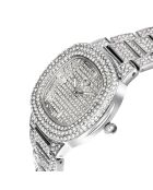 Montre ornée de Cristaux scintillants argentée