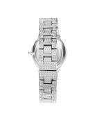 Montre ornée de Cristaux scintillants argentée