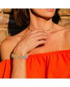 Zweifarbiges Edelstahlarmband, verziert mit funkelnden Silberkristallen