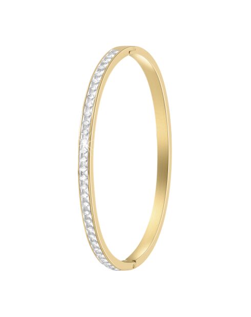 3 Edelstahlarmbänder, verziert mit funkelnden Goldkristallen