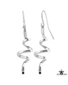 Boucles d'oreilles ornées d'un véritable diamant noir argentées