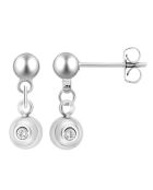 Pendientes decorados con un diamante blanco de plata auténtica