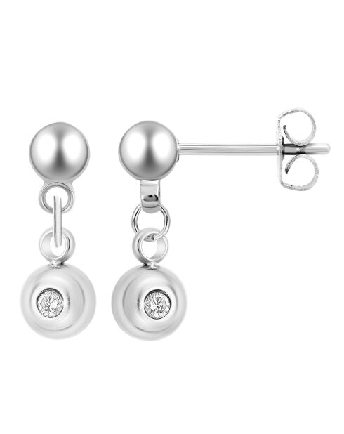 Pendientes decorados con un diamante blanco de plata auténtica