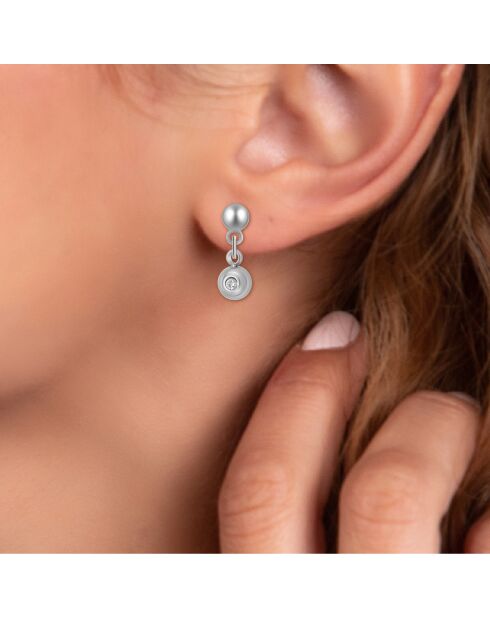 Pendientes decorados con un diamante blanco de plata auténtica