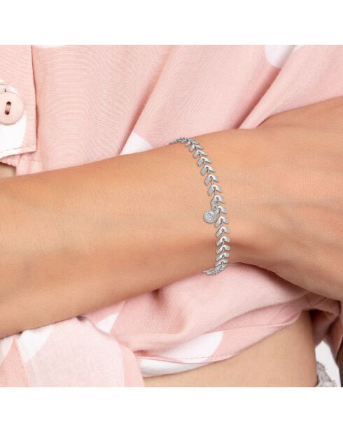 Edelstahlarmband, verziert mit einem echten silbernen weißen Diamanten