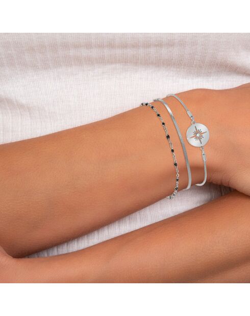 Set van 3 zilveren armbanden van roestvrij staal