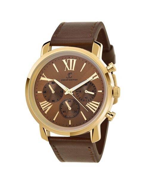 Herren-Quarzuhr von Pascal Szerman Gold/Brown